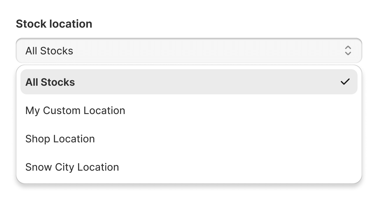 Choose Stock Locations