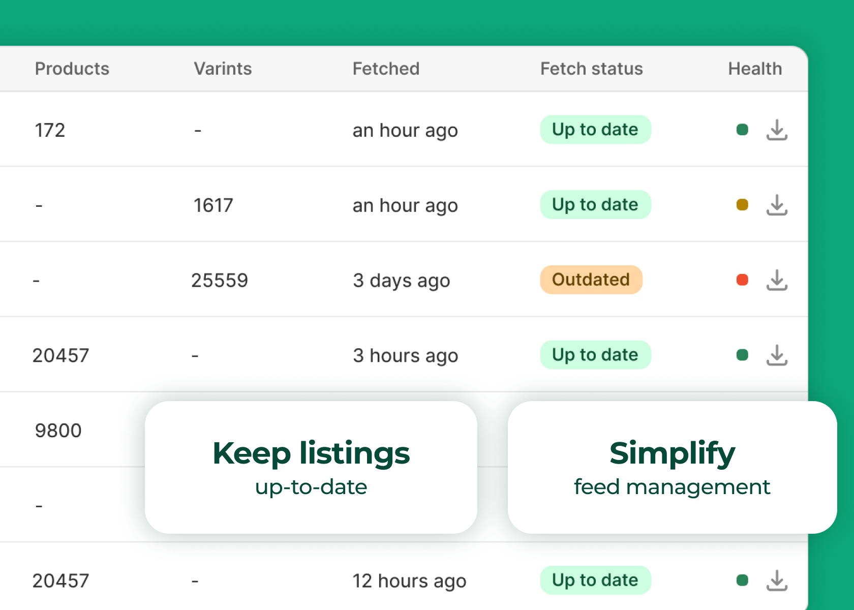 Product listing