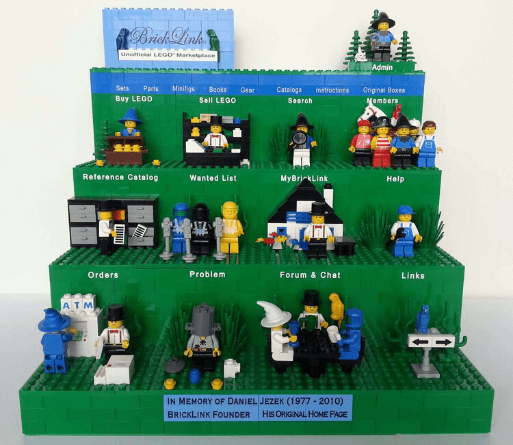 LEGO replica of original BrickLink.com home page