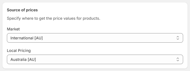 Source of prices
