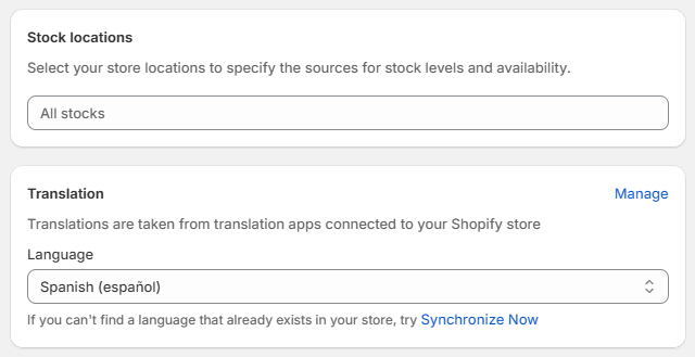 Stock locations; Translation