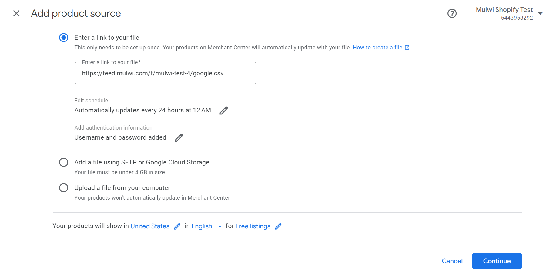 Upload feed