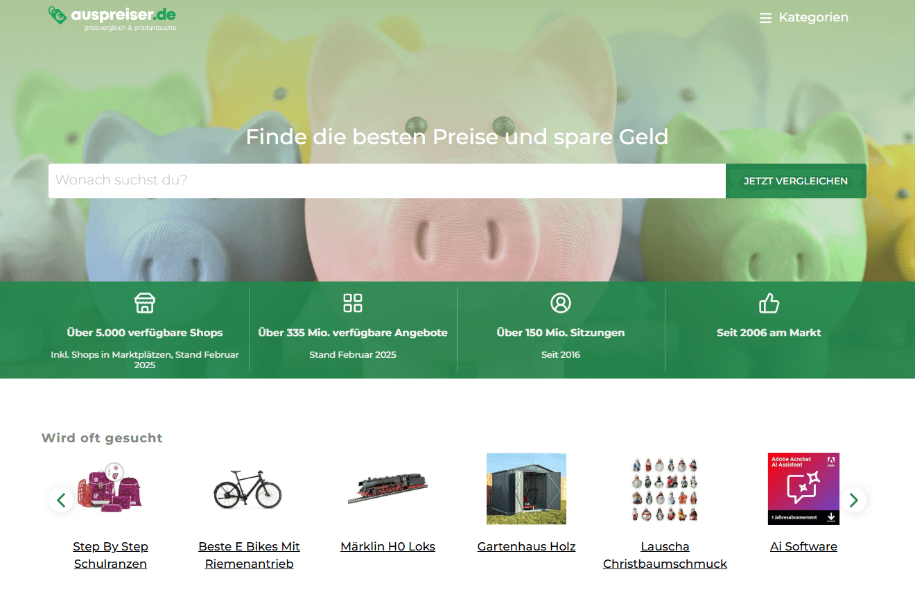 Auspreiser.de main page interface