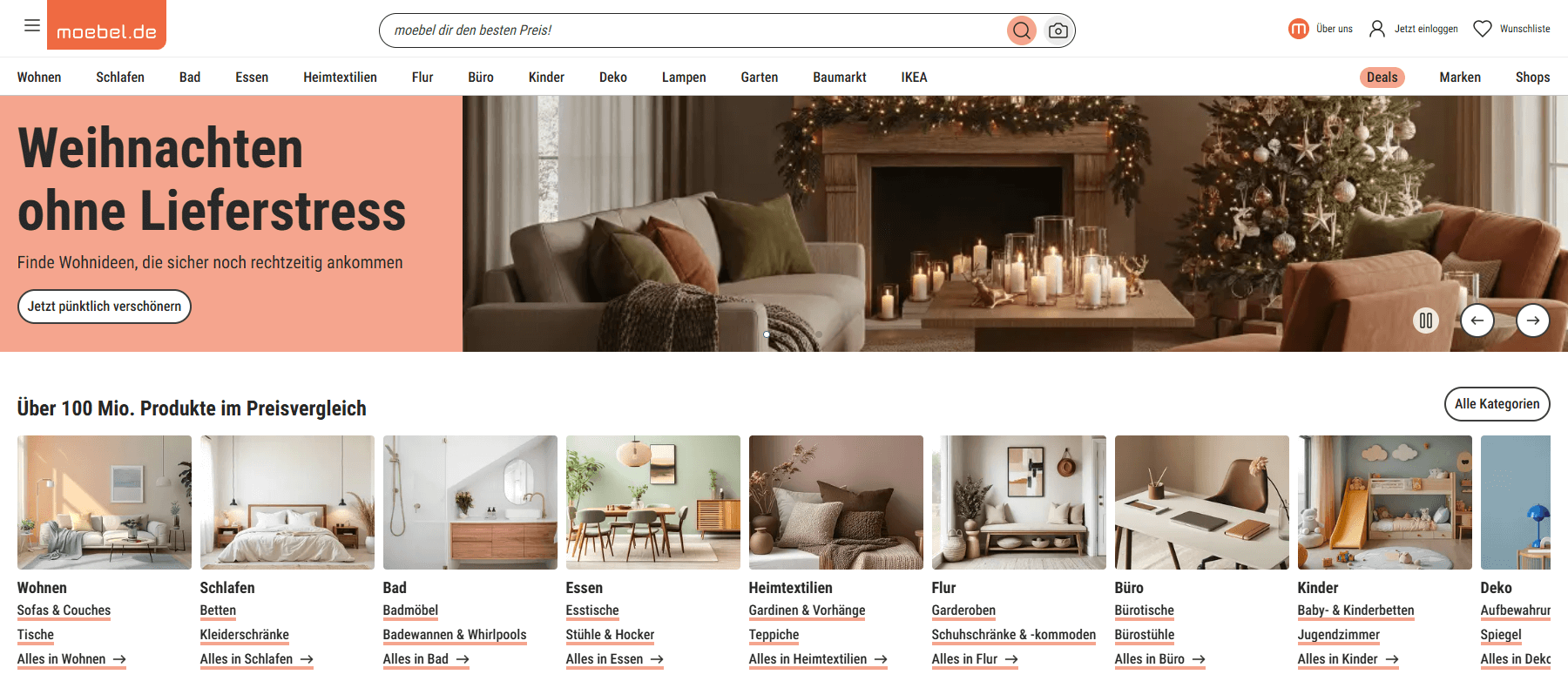 Moebel.de main page interface