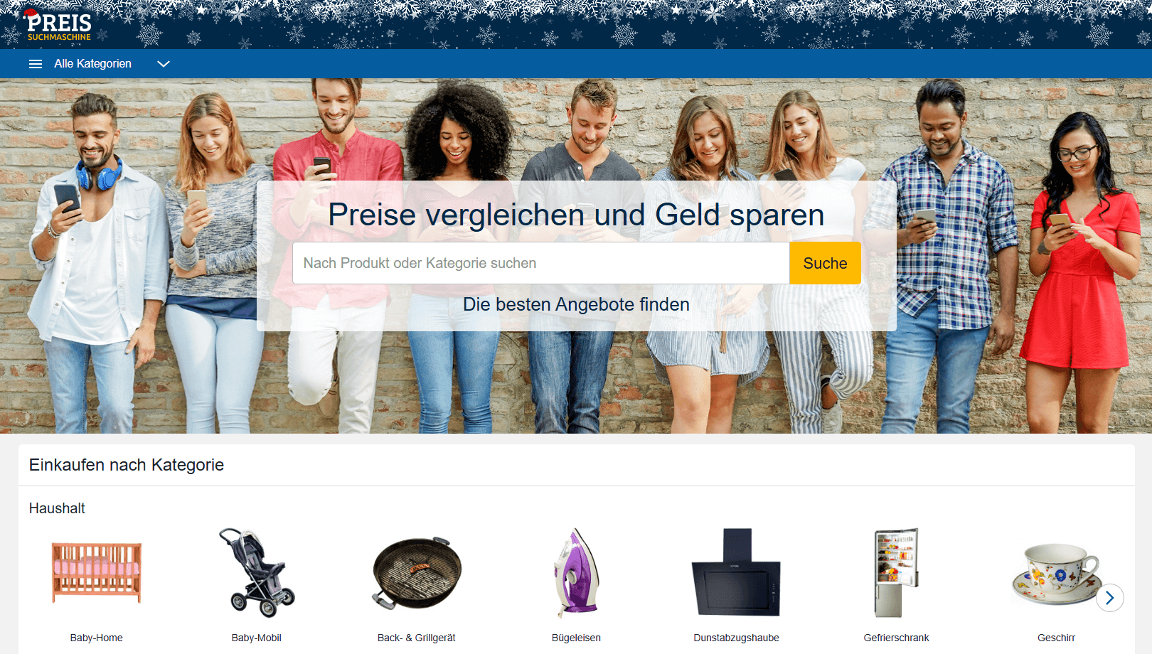 Preissuchmaschine.de main page interface