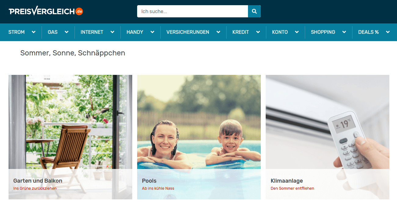 Preisvergleich.de main page interface