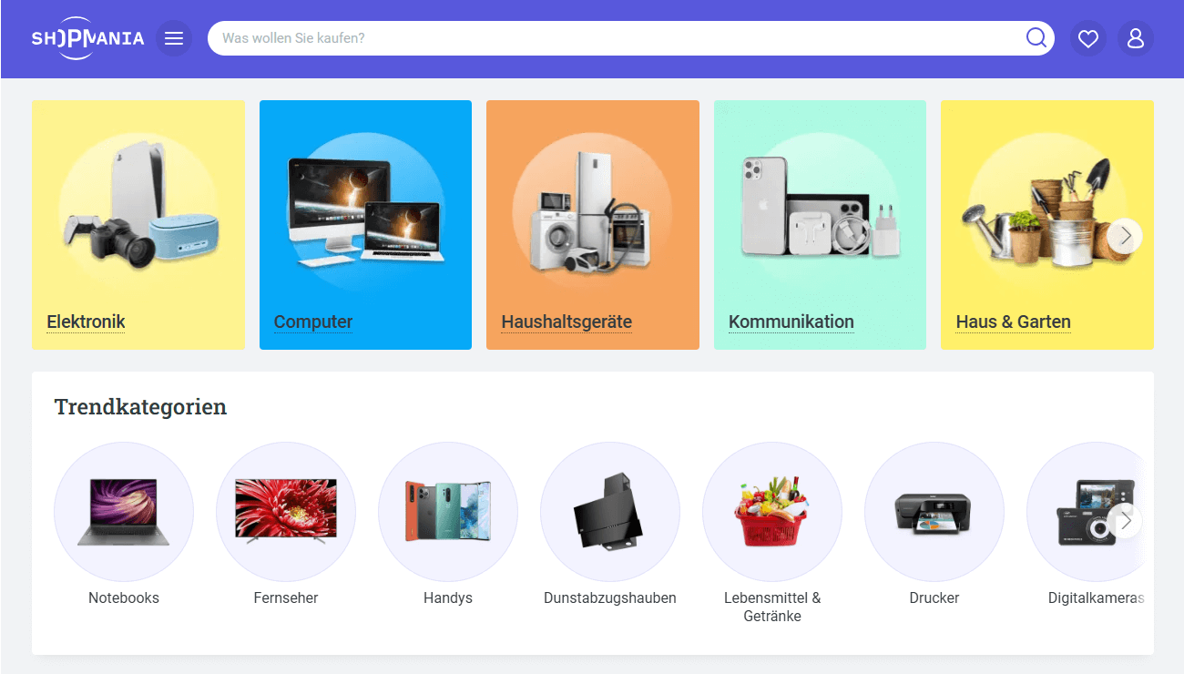 ShopMania.de main page interface