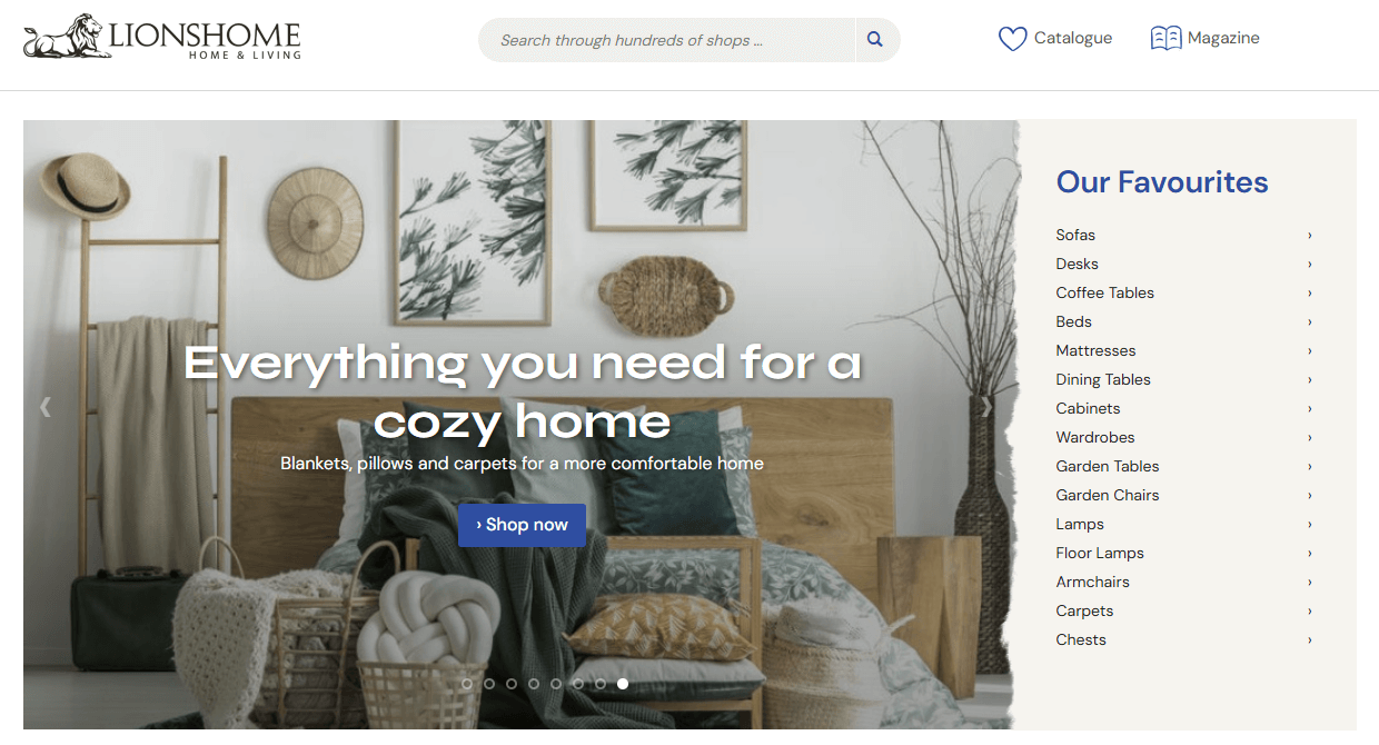 LionsHome.co.uk main page interface