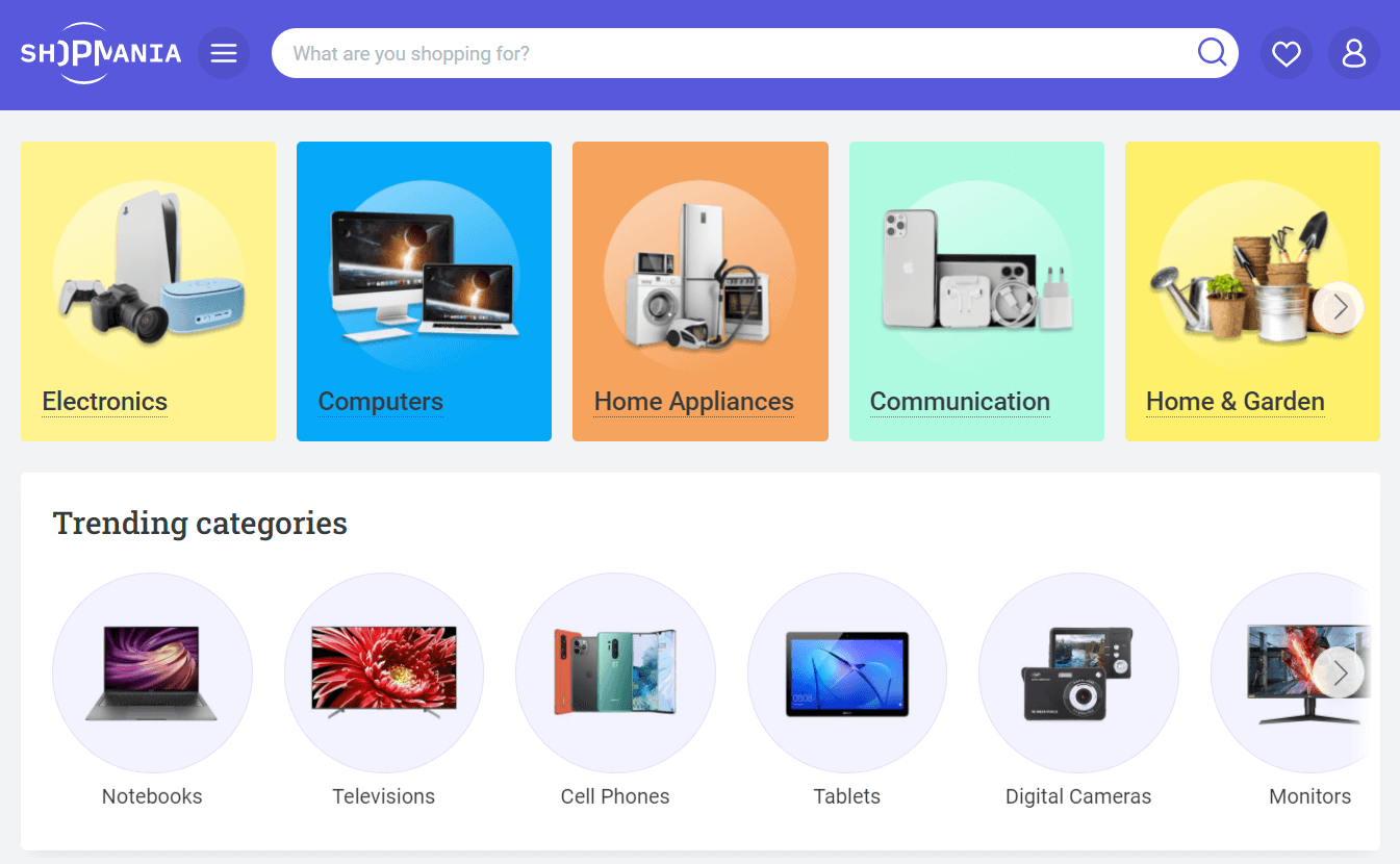 ShopMania.co.uk main page interface