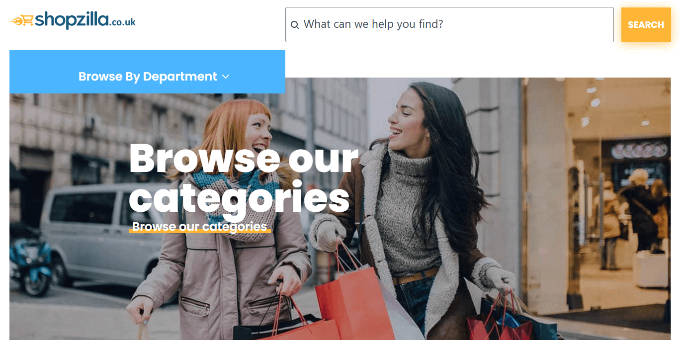 Shopzilla.co.uk main page interface