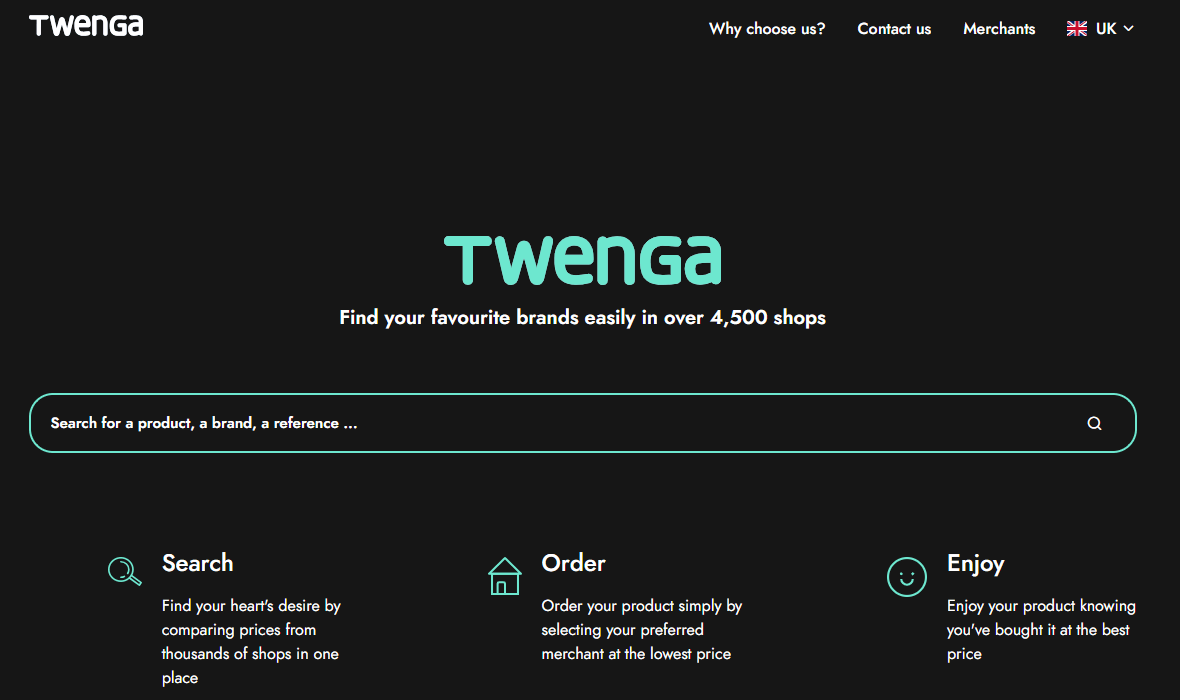 Twenga.co.uk main page interface