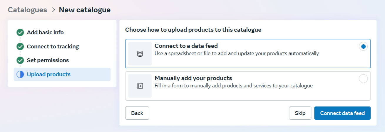 How to create a new Facebook catalog (products upload)
