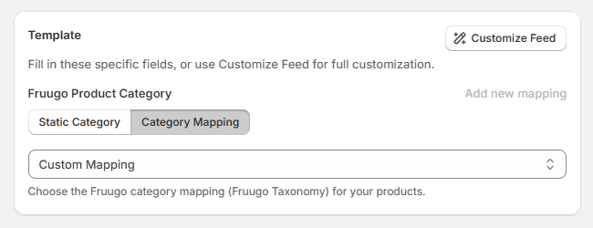 How to add categoty mapping in Fruugo feed