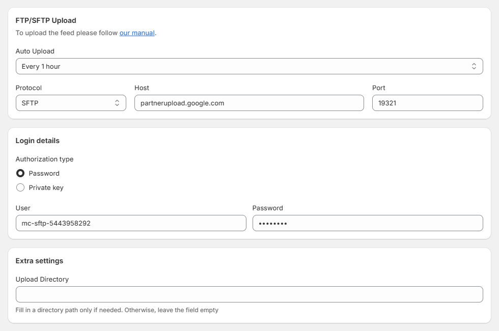 How to upload a feed to Google Merchant Center via SFTP